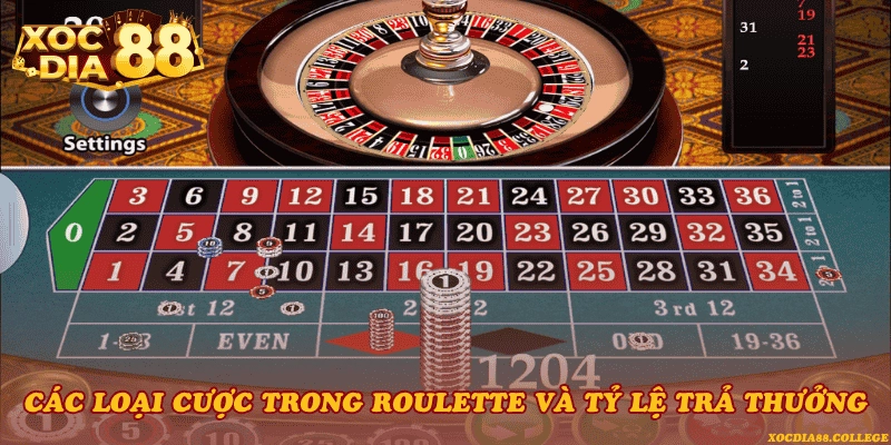 Các loại cược trong Roulette và tỷ lệ trả thưởng