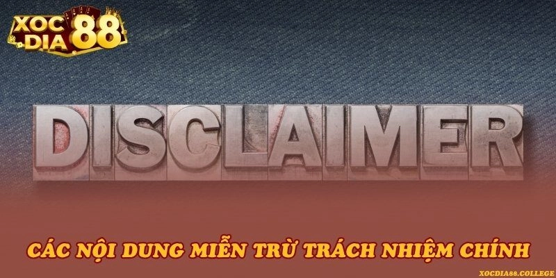 Các nội dung miễn trừ trách nhiệm chính