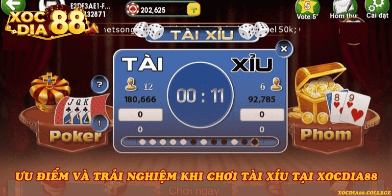Ưu điểm và trải nghiệm khi chơi Tài xỉu tại Xocdia88